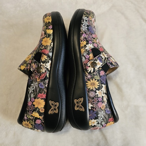 ALEGRIA BLACK FLORAL Clog Nurse Shoes Women's Size 37 - Picture 4 of 10